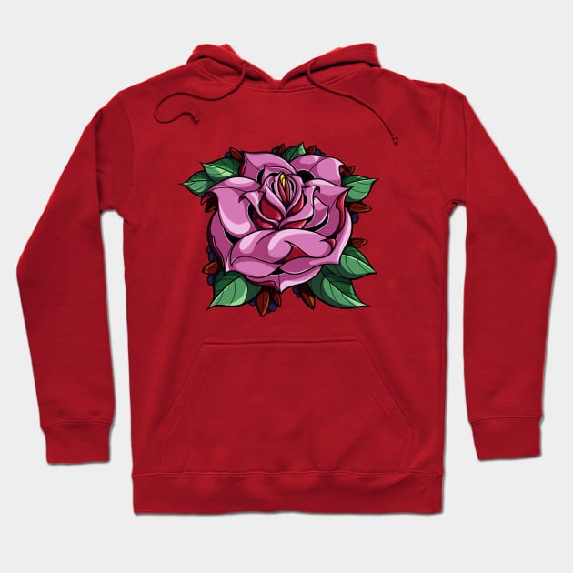 Pink rose Hoodie by InkSmith